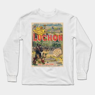 Luchon France Vintage Railroad Poster 1890 Long Sleeve T-Shirt